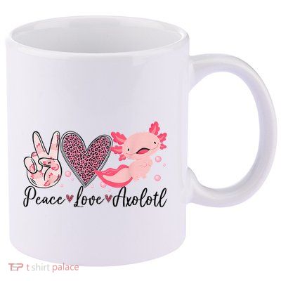 Peace Love Axolotl Heart Leopard Gift Nager 11oz C Handle Ceramic Mug