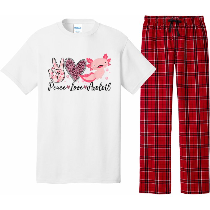 Peace Love Axolotl Heart Leopard Gift Nager Pajama Set