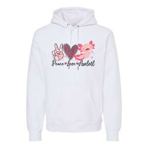 Peace Love Axolotl Heart Leopard Gift Nager Premium Hoodie