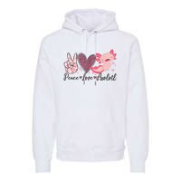 Peace Love Axolotl Heart Leopard Gift Nager Premium Hoodie