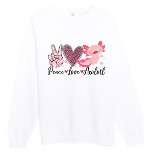 Peace Love Axolotl Heart Leopard Gift Nager Premium Crewneck Sweatshirt