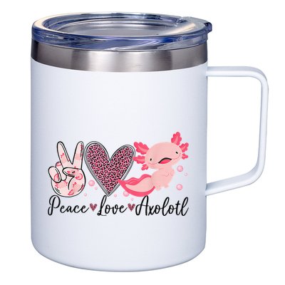 Peace Love Axolotl Heart Leopard Gift Nager 12oz Stainless Steel Coffee Mug