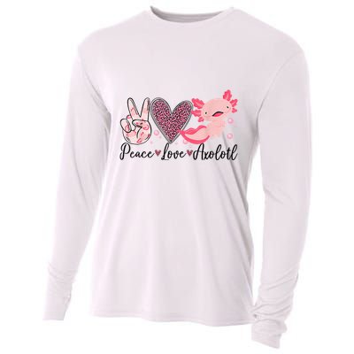 Peace Love Axolotl Heart Leopard Gift Nager Cooling Performance Long Sleeve Crew