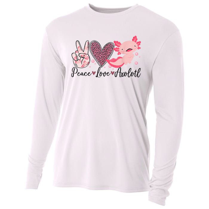 Peace Love Axolotl Heart Leopard Gift Nager Cooling Performance Long Sleeve Crew