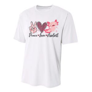 Peace Love Axolotl Heart Leopard Gift Nager Performance Sprint T-Shirt