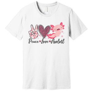 Peace Love Axolotl Heart Leopard Gift Nager Premium T-Shirt