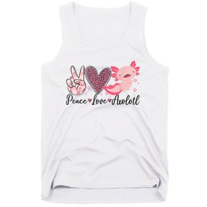 Peace Love Axolotl Heart Leopard Gift Nager Tank Top