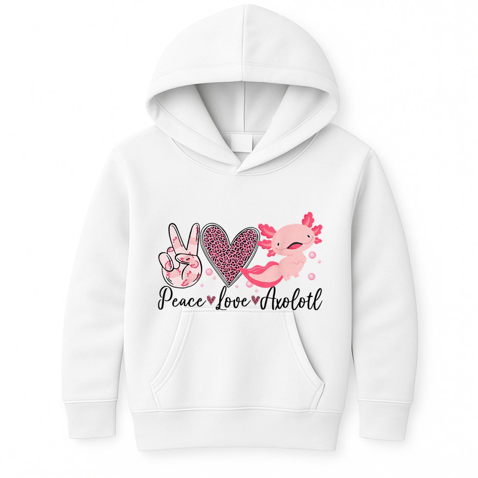 Peace Love Axolotl Heart Leopard Gift Nager Kids Hoodie