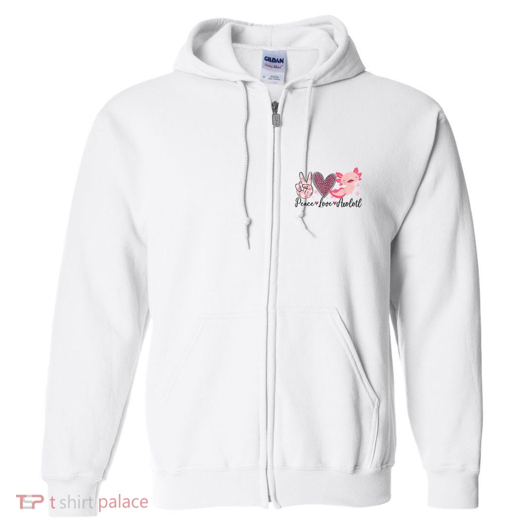 Peace Love Axolotl Heart Leopard Gift Nager Full Zip Hoodie