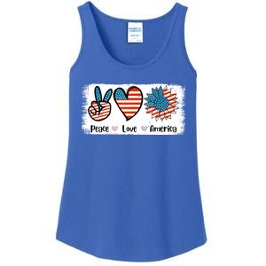 Peace Loves America Us Flag Fourth 4th Of July Patriot Great Gift Ladies Essential Tank