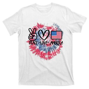 Peace Love America Tie Dye 4th Of July Patriotic For Gir T-Shirt