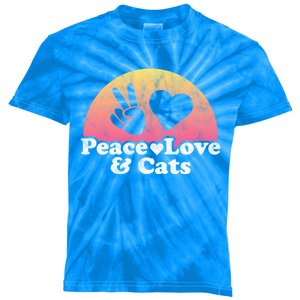 Peace Love And Cats Cat Cool Gift Kids Tie-Dye T-Shirt