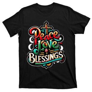 Peace Love And Blessings Inspirational Festive Christmas T-Shirt