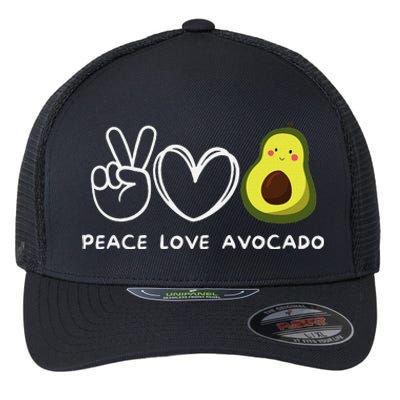 Peace Love Avocado Retro Avocado Lover Fruit Lover Flexfit Unipanel Trucker Cap