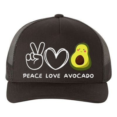 Peace Love Avocado Retro Avocado Lover Fruit Lover Yupoong Adult 5-Panel Trucker Hat