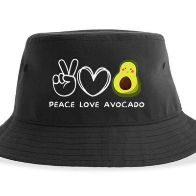 Peace Love Avocado Retro Avocado Lover Fruit Lover Sustainable Bucket Hat