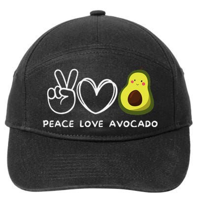 Peace Love Avocado Retro Avocado Lover Fruit Lover 7-Panel Snapback Hat