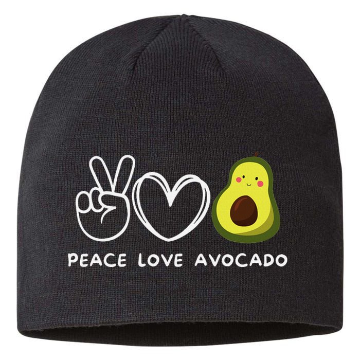 Peace Love Avocado Retro Avocado Lover Fruit Lover Sustainable Beanie