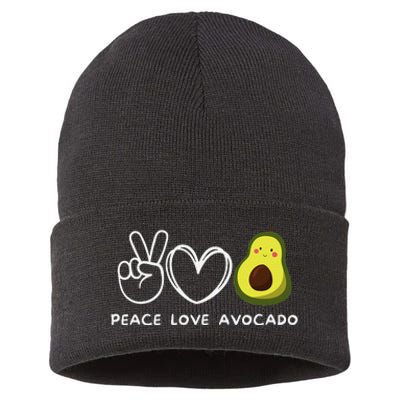 Peace Love Avocado Retro Avocado Lover Fruit Lover Sustainable Knit Beanie