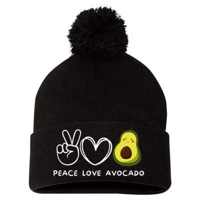 Peace Love Avocado Retro Avocado Lover Fruit Lover Pom Pom 12in Knit Beanie