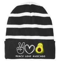 Peace Love Avocado Retro Avocado Lover Fruit Lover Striped Beanie with Solid Band