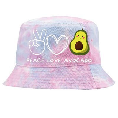 Peace Love Avocado Retro Avocado Lover Fruit Lover Tie-Dyed Bucket Hat