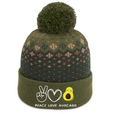 Peace Love Avocado Retro Avocado Lover Fruit Lover The Baniff Cuffed Pom Beanie