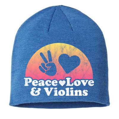 Peace Love And Violins Violin Gift Sustainable Beanie