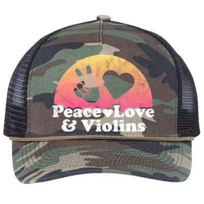 Peace Love And Violins Violin Gift Retro Rope Trucker Hat Cap