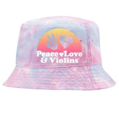 Peace Love And Violins Violin Gift Tie-Dyed Bucket Hat