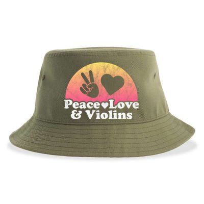 Peace Love And Violins Violin Gift Sustainable Bucket Hat