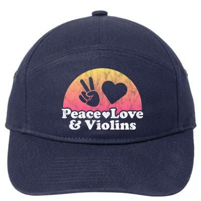 Peace Love And Violins Violin Gift 7-Panel Snapback Hat