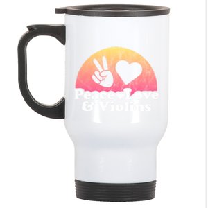 Peace Love And Violins Violin Gift Stainless Steel Travel Mug