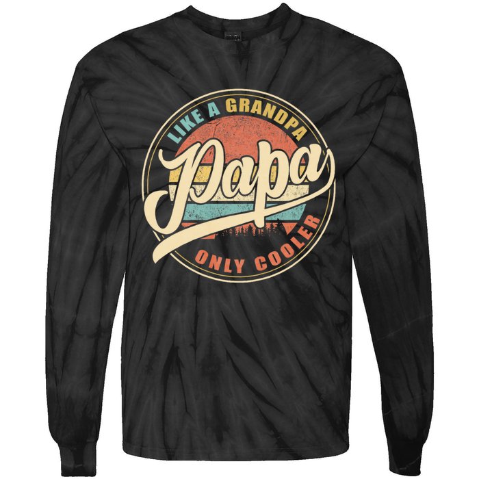 Papa Like A Grandpa Only Cooler Funny Dad Papa Definition Tie-Dye Long Sleeve Shirt