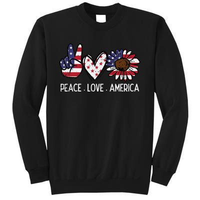 Peace Love America US Flag Fourth Wo 4th Of July Patriot Sweatshirt