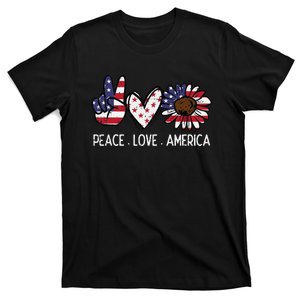 Peace Love America US Flag Fourth Wo 4th Of July Patriot T-Shirt