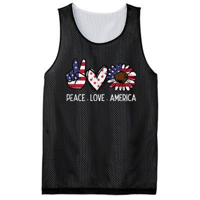 Peace Love America US Flag Fourth Wo 4th Of July Patriot Mesh Reversible Basketball Jersey Tank