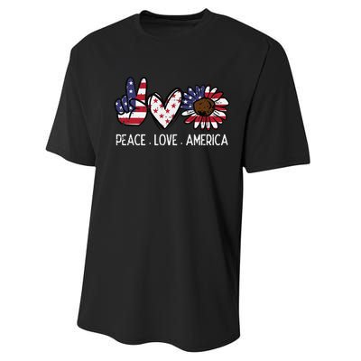 Peace Love America US Flag Fourth Wo 4th Of July Patriot Performance Sprint T-Shirt