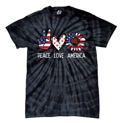 Peace Love America US Flag Fourth Wo 4th Of July Patriot Tie-Dye T-Shirt