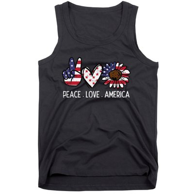 Peace Love America US Flag Fourth Wo 4th Of July Patriot Tank Top