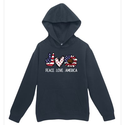 Peace Love America US Flag Fourth Wo 4th Of July Patriot Urban Pullover Hoodie