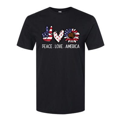 Peace Love America US Flag Fourth Wo 4th Of July Patriot Softstyle CVC T-Shirt