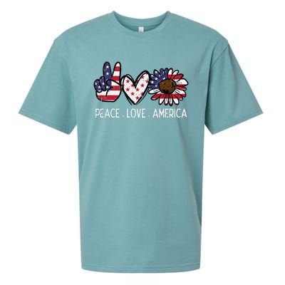 Peace Love America US Flag Fourth Wo 4th Of July Patriot Sueded Cloud Jersey T-Shirt