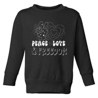 Peace Love America US Flag Groovy Freedom Day 4th Of July Toddler Sweatshirt