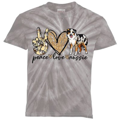 Peace Love Aussie Funny Aussie Mom Dog Mom Mother's Day Kids Tie-Dye T-Shirt