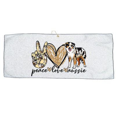 Peace Love Aussie Funny Aussie Mom Dog Mom Mother's Day Large Microfiber Waffle Golf Towel