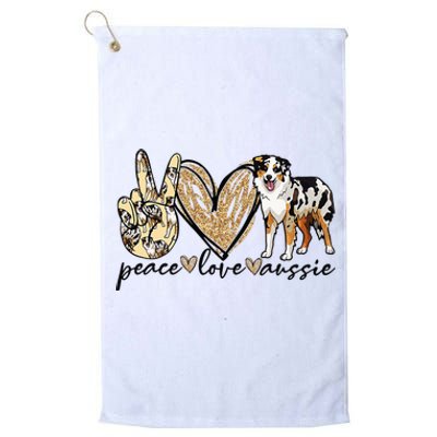 Peace Love Aussie Funny Aussie Mom Dog Mom Mother's Day Platinum Collection Golf Towel