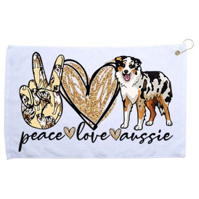 Peace Love Aussie Funny Aussie Mom Dog Mom Mother's Day Grommeted Golf Towel