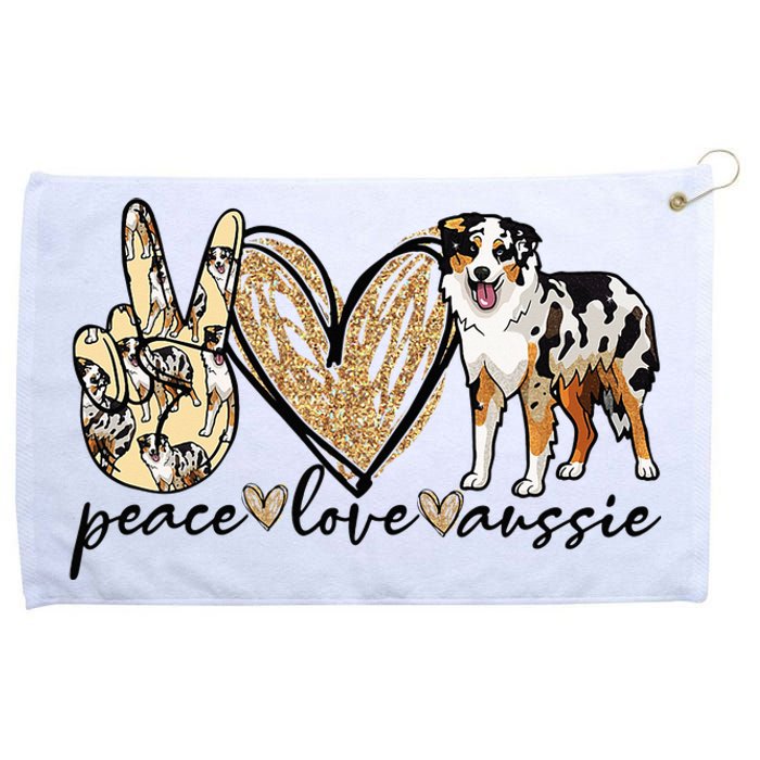 Peace Love Aussie Funny Aussie Mom Dog Mom Mother's Day Grommeted Golf Towel