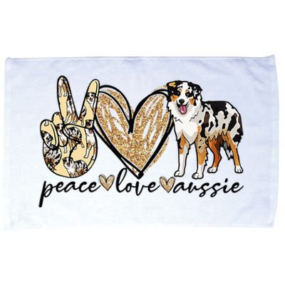 Peace Love Aussie Funny Aussie Mom Dog Mom Mother's Day Microfiber Hand Towel